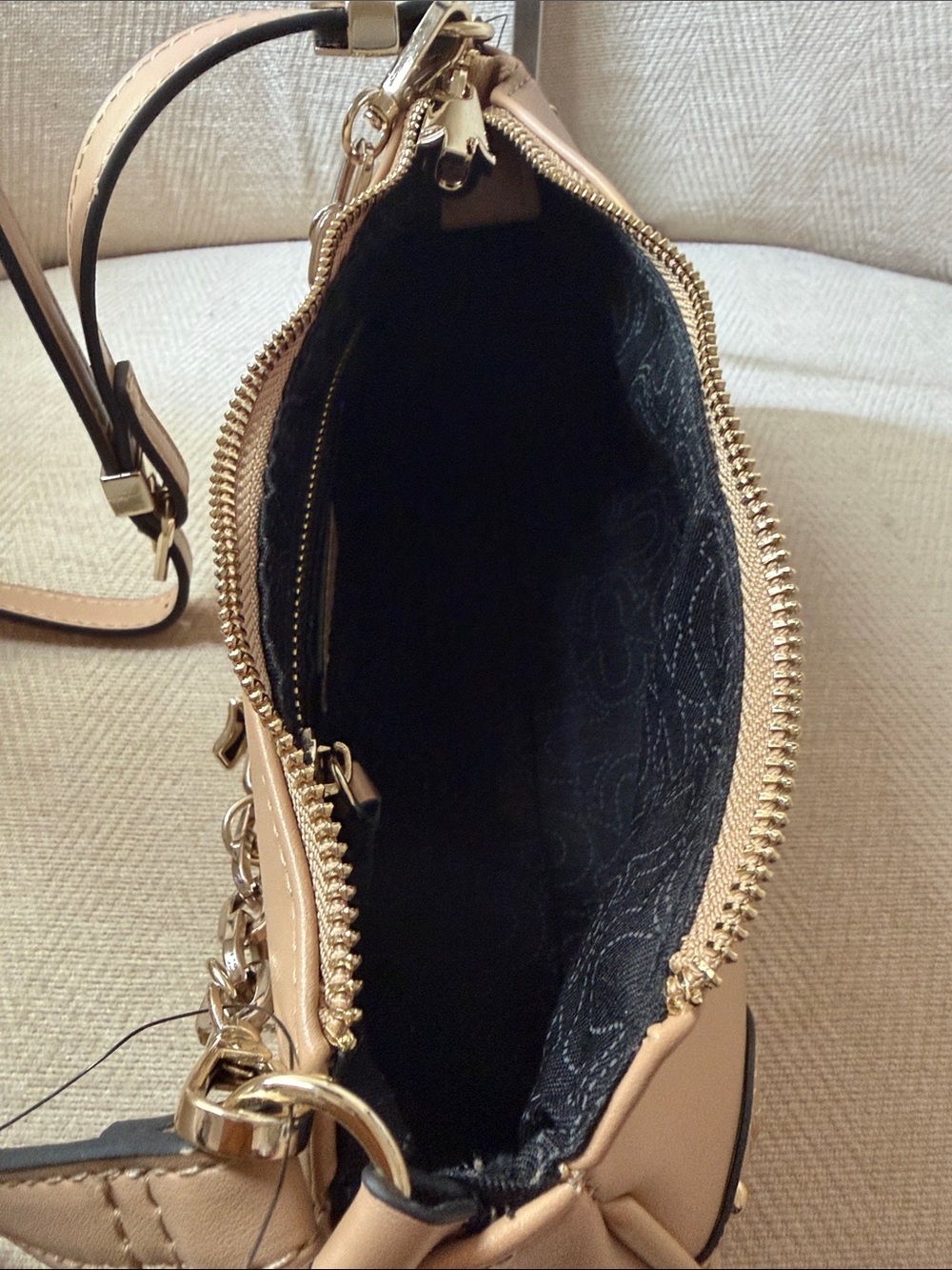 True Religion Beige Shoulder Bag with Silver Charm Chain - Picture 15 of 15
